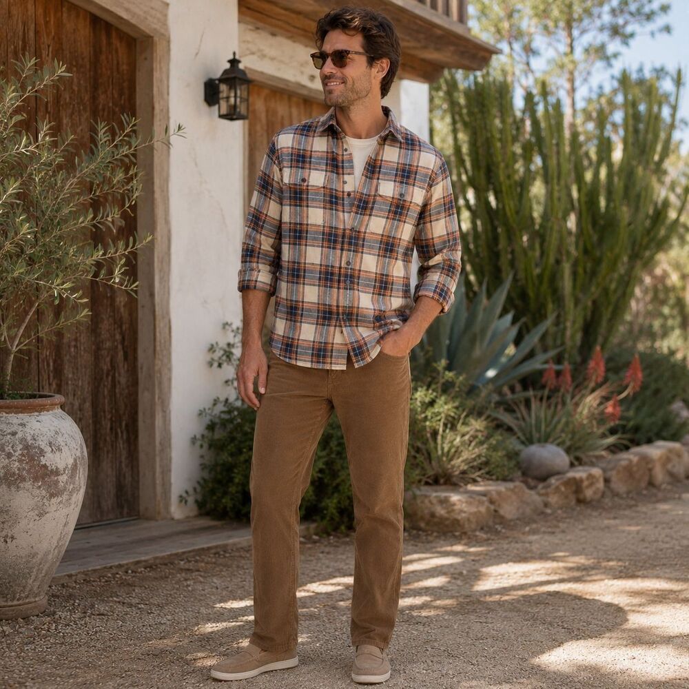 FAHERTY Men’s Corduroy Pants‎ 36x32 Brown Slim Straight Stretch ORGANIC COTTON